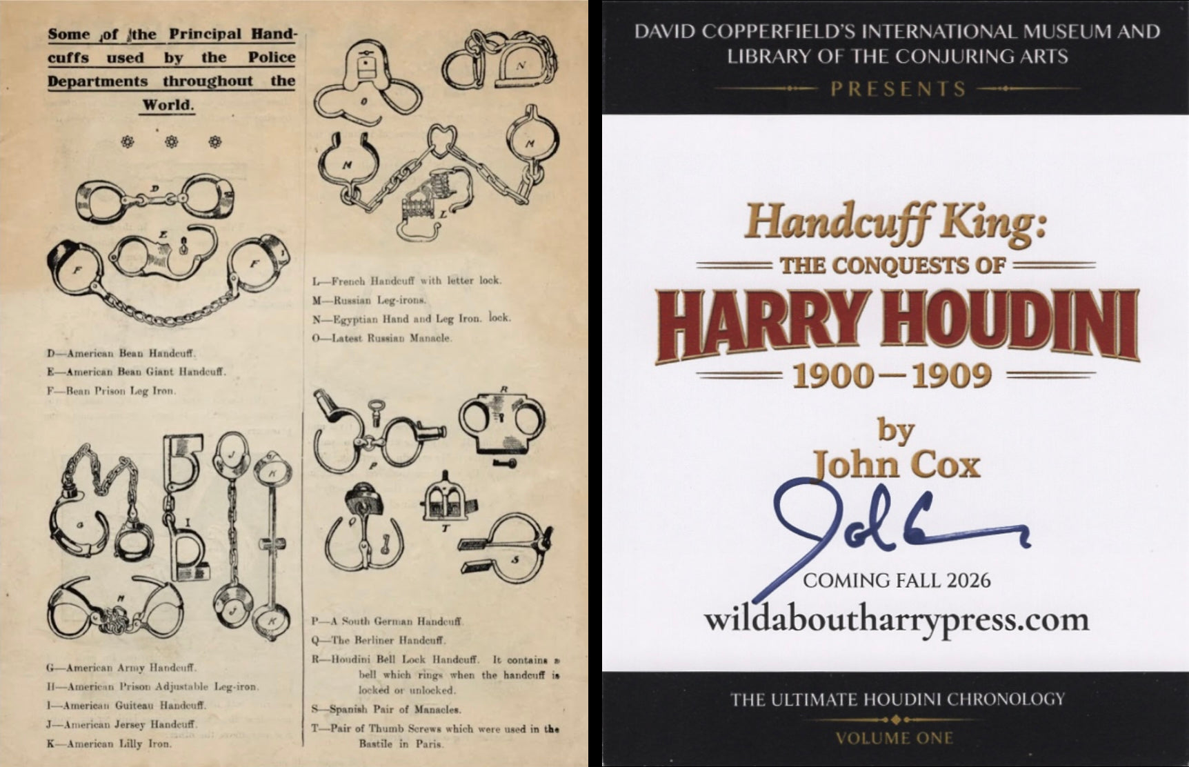 Handcuff King Signed Promotional Postcards